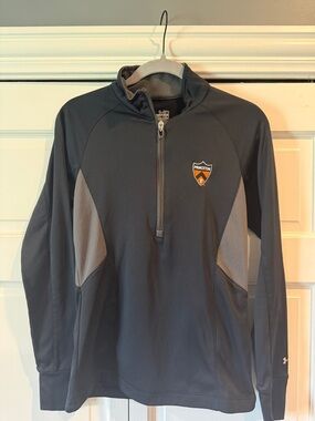 Under Armour Men's Black and Gray Quarter-Zip Pullover with Princeton Crest